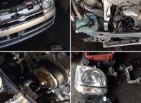 バッテリー充電をして、タイミングベルト交換の為パーツ取り外し中